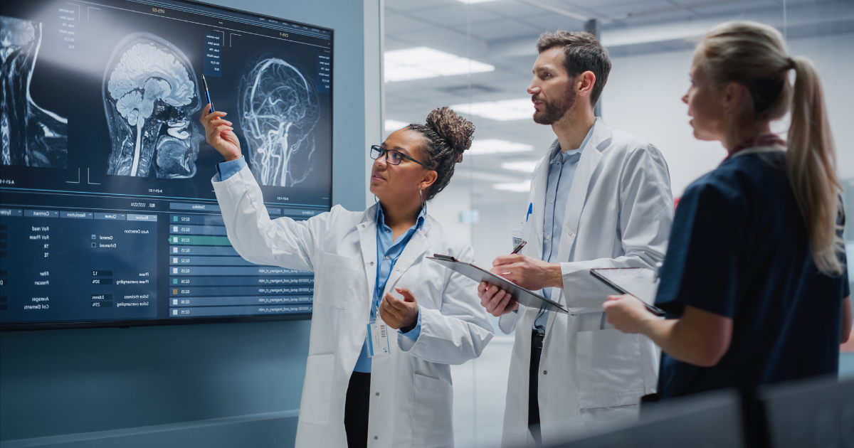 People looking at medical imaging