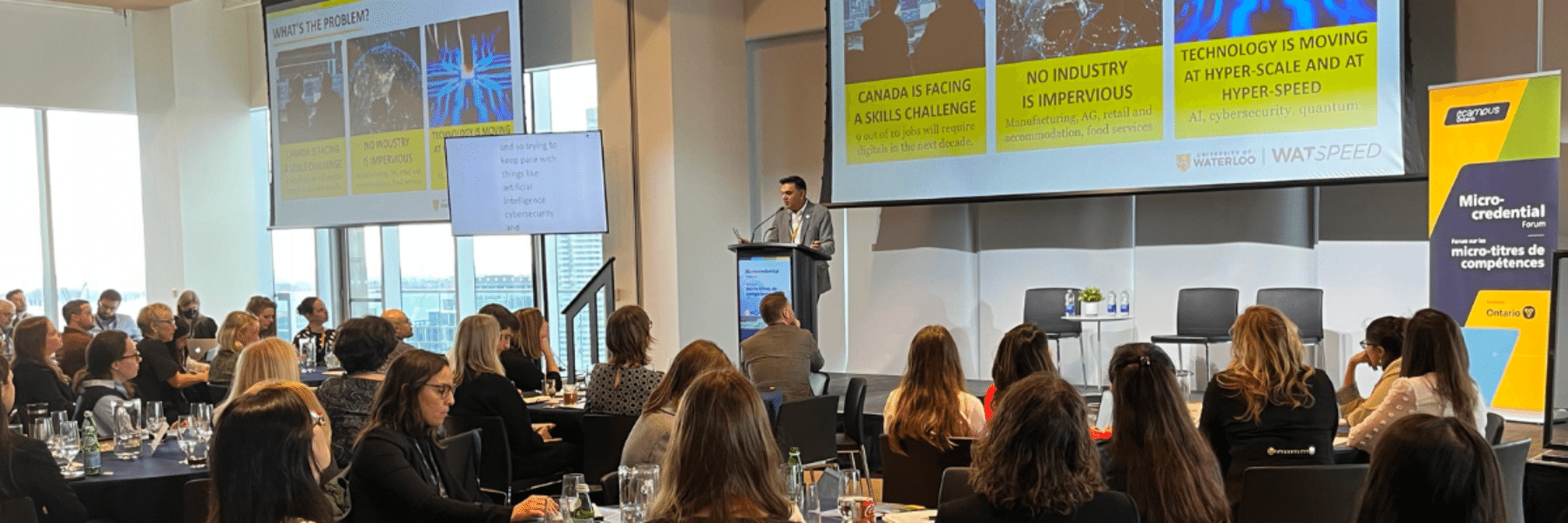 Sanjeev Gill speaking at the eCampus Ontario’s Microcredential Forum