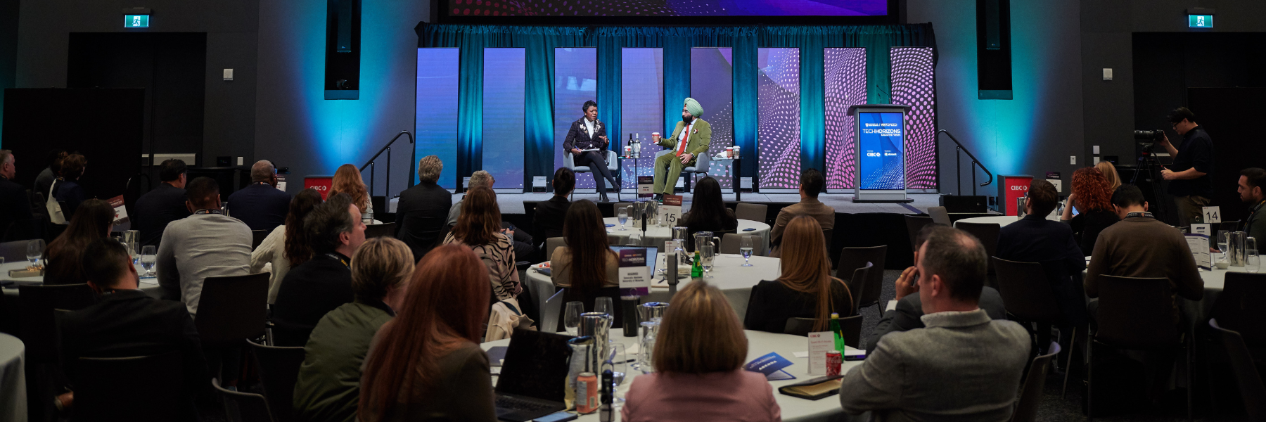 Mellody Hobson and Jagdeep Singh Bachher during their fireside chat