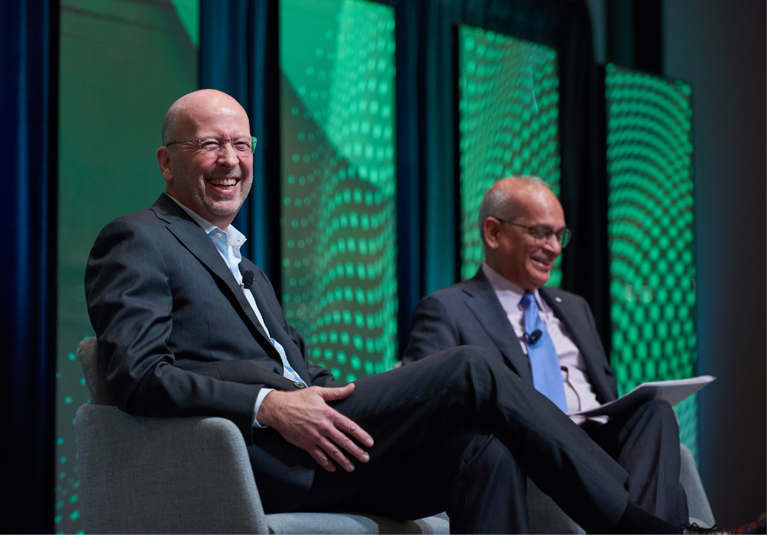 Two speakers on stage at Tech Horizons