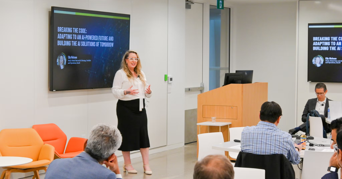 Eily Hickson speaking to attendees